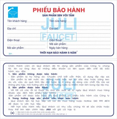 phiếu bảo hành