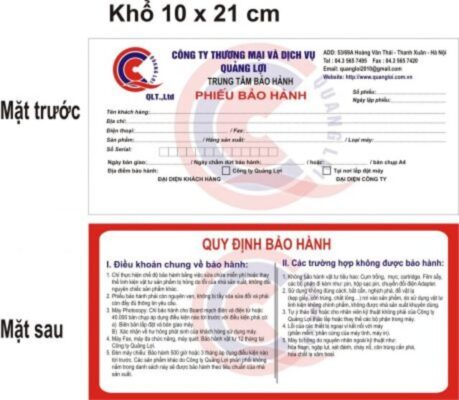 phiếu bảo hành