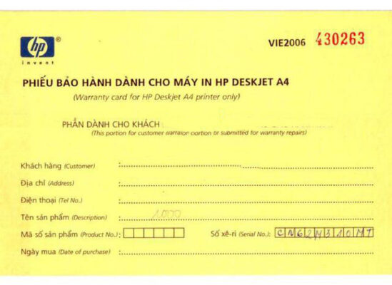 phiếu bảo hành