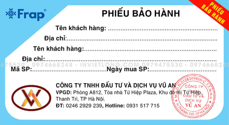 phiếu bảo hành