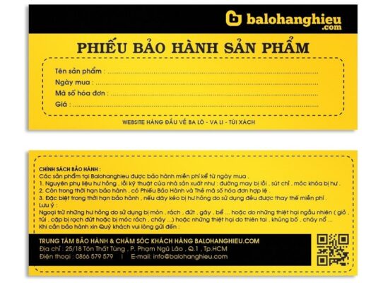 phiếu bảo hành