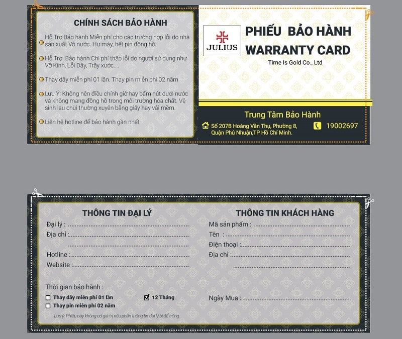 phiếu bảo hành